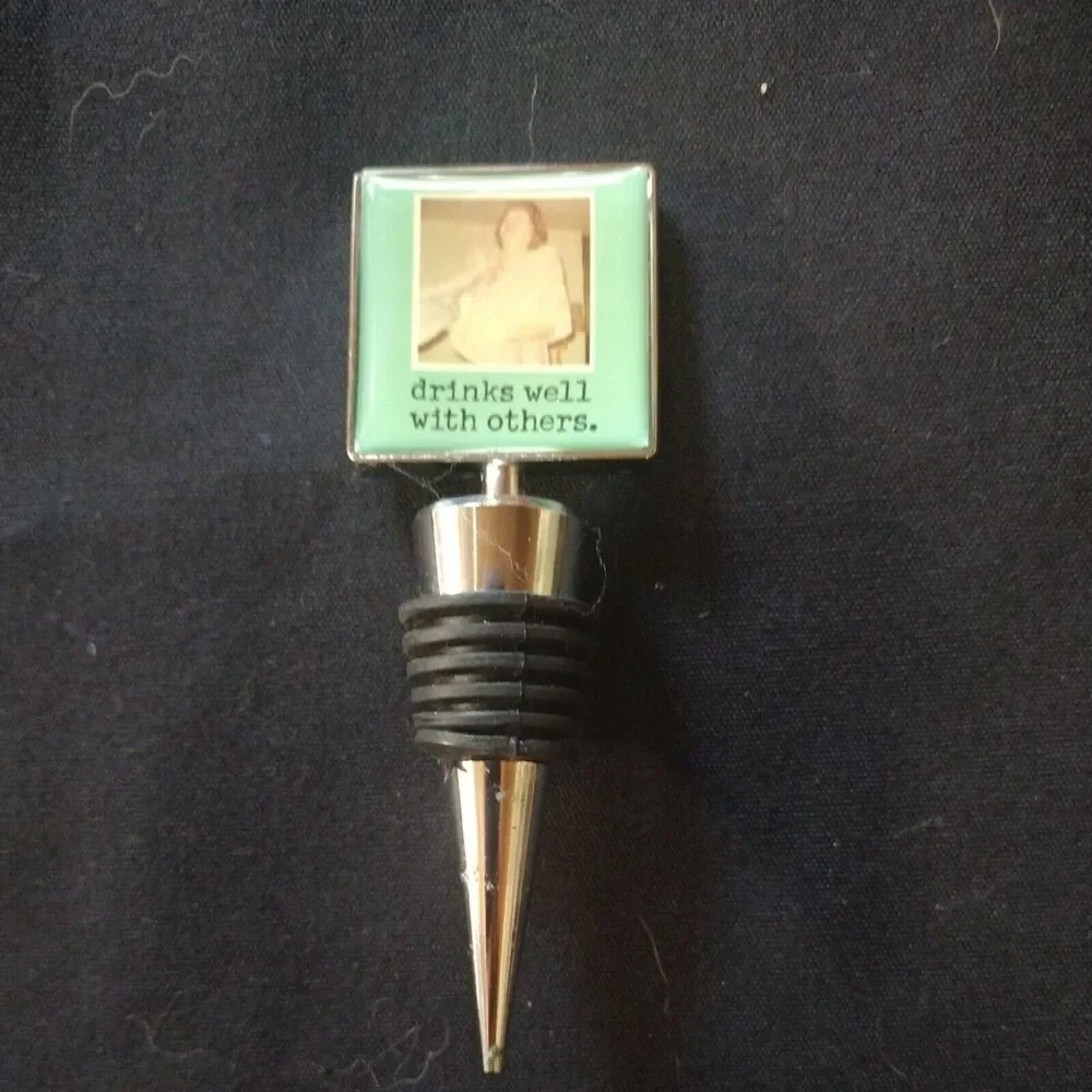 Novelty Wine Bottle Stopper Drunk Humor Metal Enamel Barware Gag Gift Party